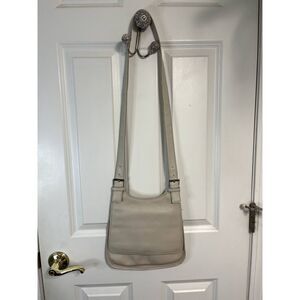 Vintage Nine West Leather Cream Hippie Flap Crossbody Bag